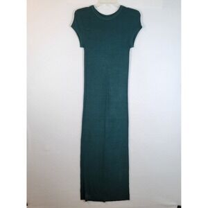Enza Costa Womens Rib Cap Sleeve Maxi Dress Spruce Green Ribbed Size Medium